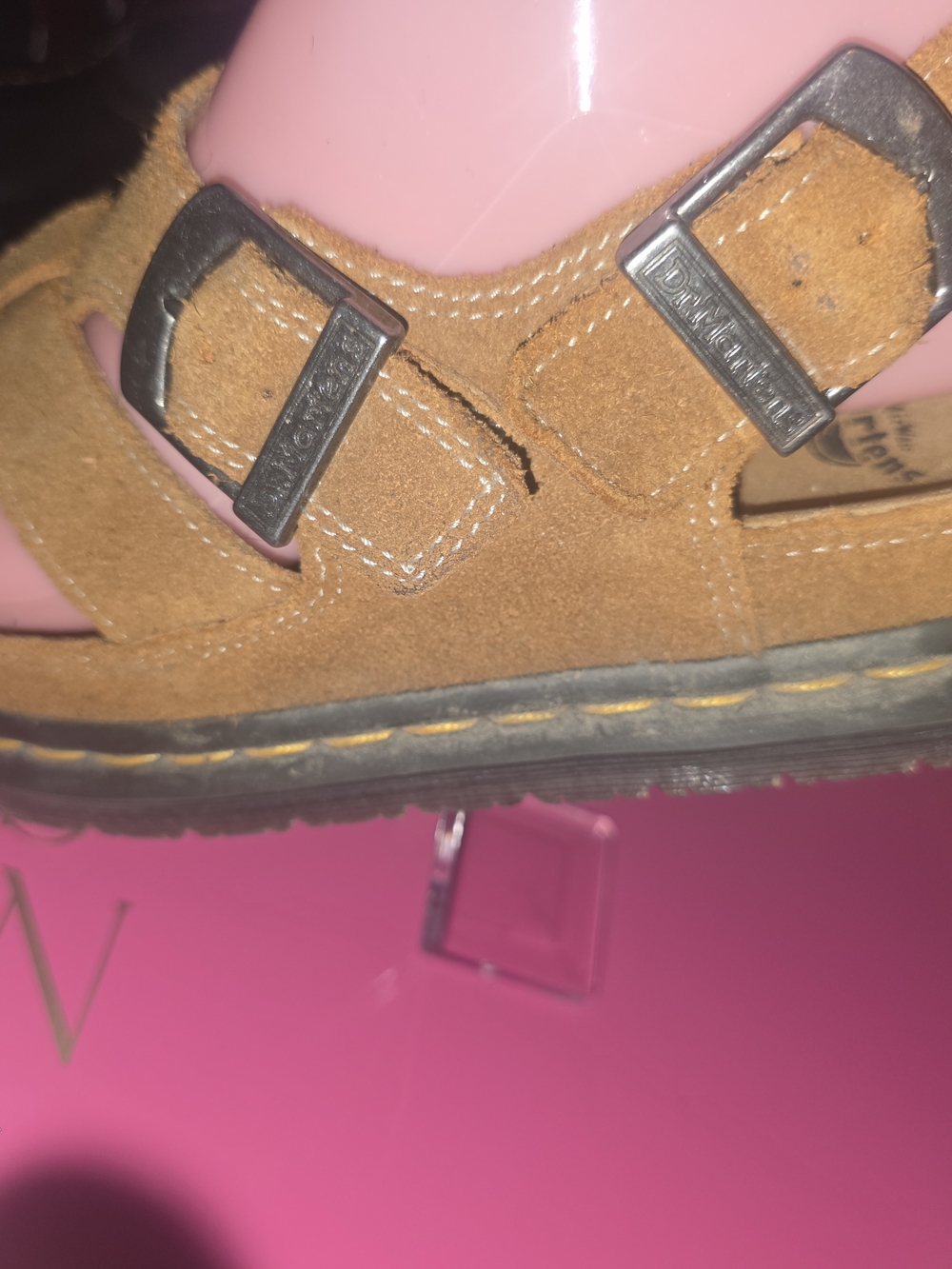 Vintage Dr. Martens Tan Suede Buckle Clog Sandals - Picture 9 of 10